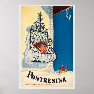 Affiche Pontresina Engadin Suisse Switzerland Schweiz
