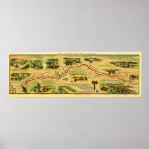 Affiche Pony Express Map par William Henry Jackson 1861