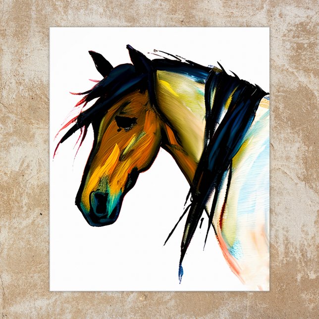 Affiche Pony sauvage | Cheval aquarelle (Créateur téléchargé)