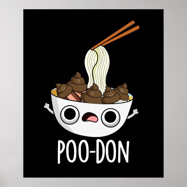 Affiche Poo-don Funny Udon Pun Fond Sombre (Devant)