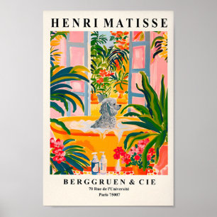Affiche Poodé Dans La Baignoire, Amusant Peignoir De Salle