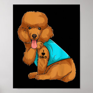Affiche Poodé J'Aime Papa Tattoo Vêtements, Chien Papa Don