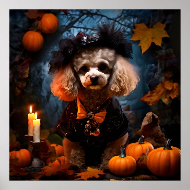 Affiche Poodle à la fête d'Halloween (Devant)
