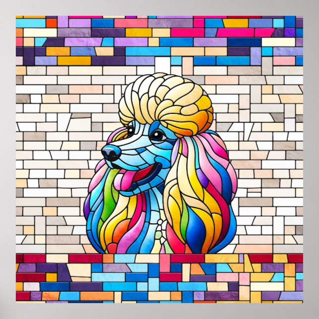 Affiche Poodle - Art coloré en mosaïque (Devant)