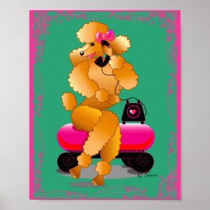 Affiche Poodle d'abricot rétro sur papier d'impression