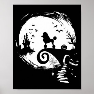 Affiche Poodle Dog And Moon Halloween Costume Dog Lover Fu