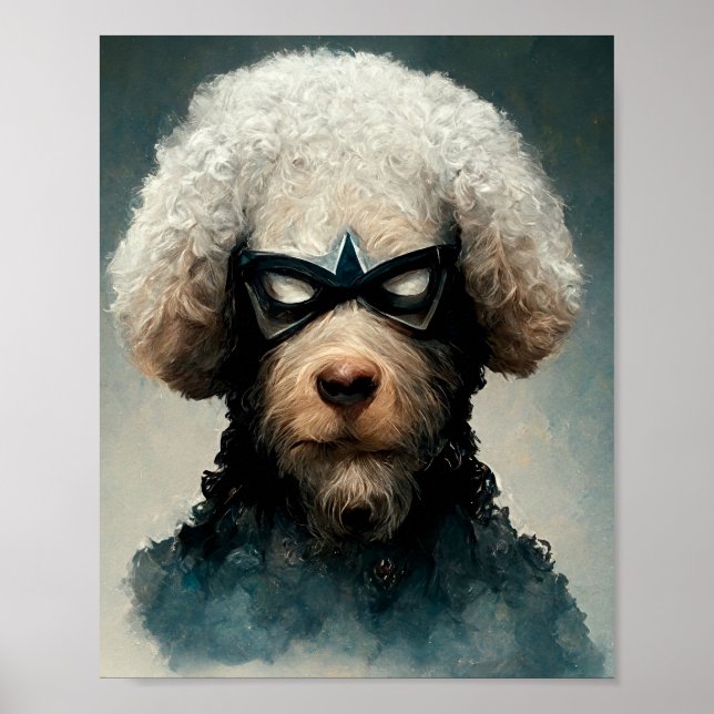 Affiche Poodle habillé Comme Chien Superhero (Devant)