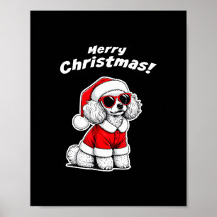 Affiche Poodle jouet de Noël drôle de chien de Noël mignon