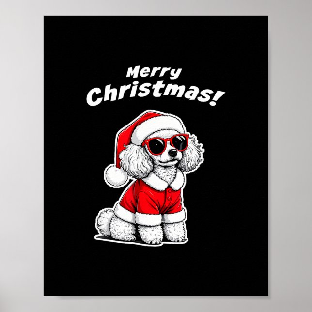 Affiche Poodle jouet de Noël drôle de chien de Noël mignon (Devant)