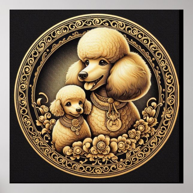 Affiche Poodle maman et bébé 025000X (Devant)
