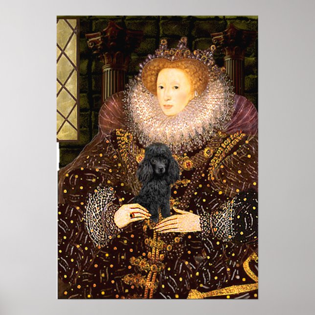 Affiche Poodle (noir 1) - Reine (Devant)