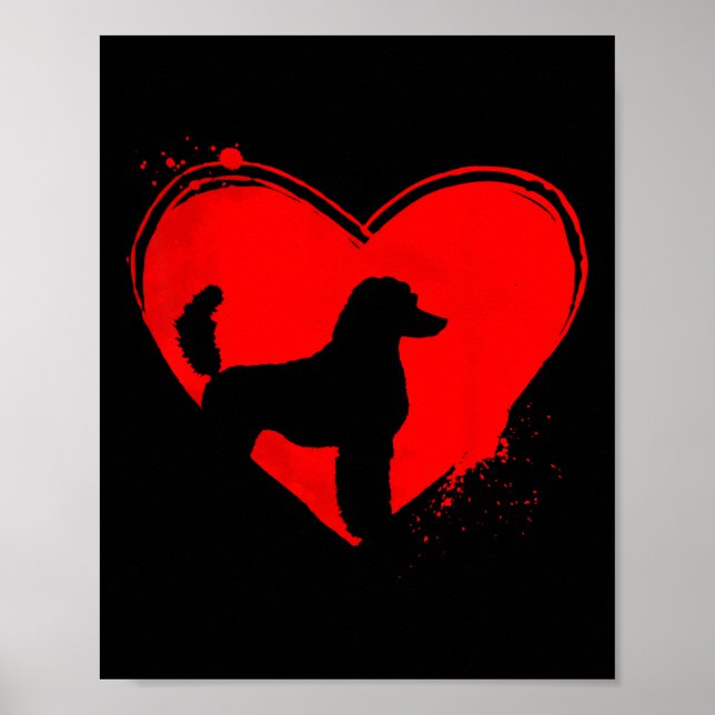 Affiche Poodle Standard Chien Forme de Coeur Saint-Valenti (Devant)
