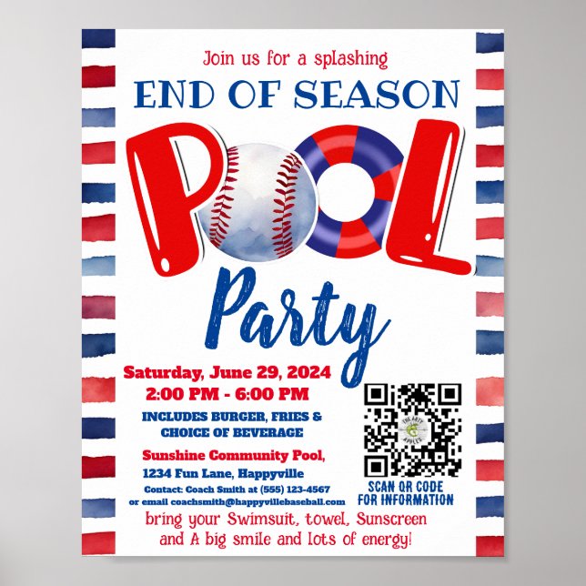 Affiche Pool & Baseball (Devant)