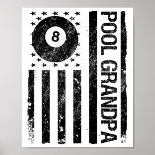 Affiche Pool Grand-pa American Usa Drapeau Funny Billard