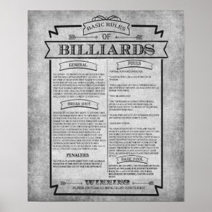 Affiche Pool Room Imprimer 8 Billiards Game Rules Poste