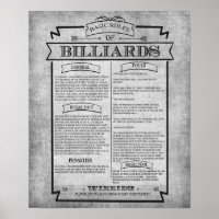 Pool Room Print 8 Billiards Game Rules Poste