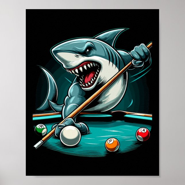 Affiche Pool Shark Funny Pool Player Billard Billard 8- (Devant)