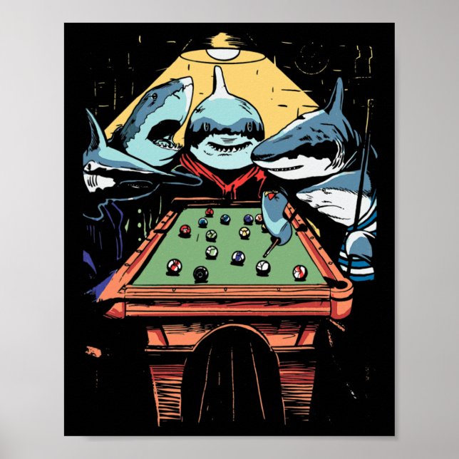 Affiche Pool Sharks Shark Billard jeu (Devant)