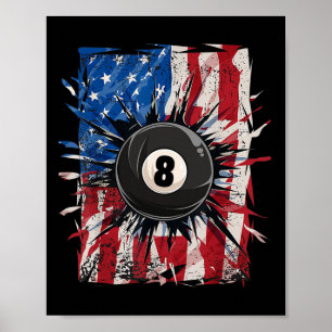 Affiche Pool Snooker Billard Joueur 8 Ball Usa Américain