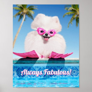 Affiche Poolside Dog In Flippers