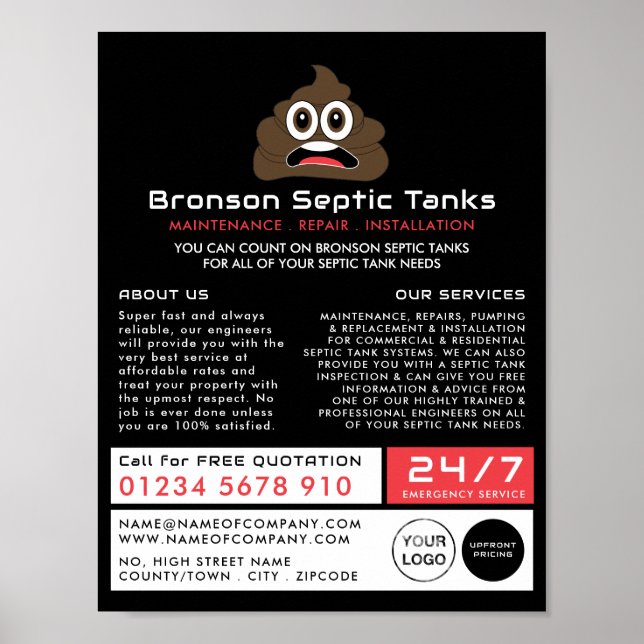 Affiche Poop Emoji, Septic Company, Septic Engineer Advert (Devant)