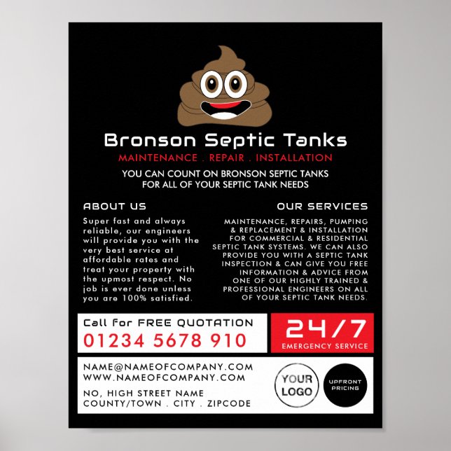 Affiche Poop Emoji, Septic Company, Septic Engineer Advert (Devant)