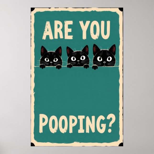Affiche Pooping showing three black cats peeking over  (Devant)