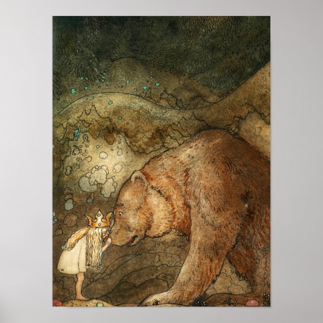 Affiche Poor Little Bear, 1912 par John Bauer (Devant)