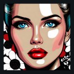 Affiche Pop Art Ai Comic Book Visage de femme<br><div class="desc">Femme pop art style bande dessinée avec verre comme visage. Arrière - plan à fleurs rouge,  blanc et noir.</div>