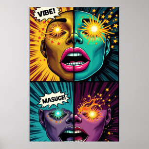 Affiche Pop Art aux Yeux Explosifs
