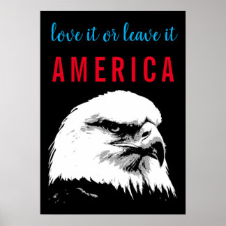 Affiche Pop Art Bald Aigle Love Leave America Slogan Dire