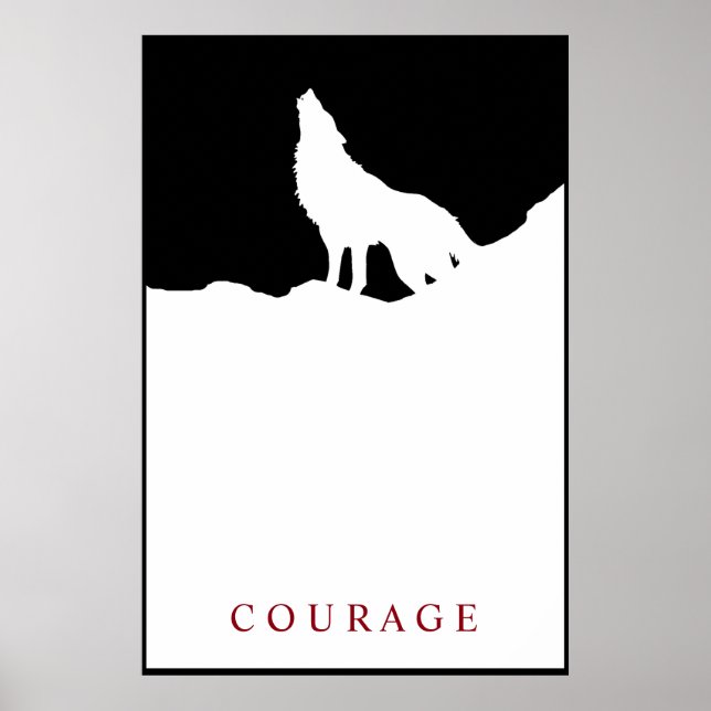 Affiche Pop Art Black & White Motivational Courage Wolf (Devant)
