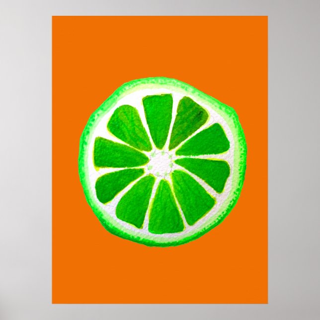 Affiche Pop art bright lime fruit original watercolour (Devant)