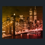 Affiche Pop Art Brooklyn Bridge New York Night<br><div class="desc">New York - Photo de l'Art numérique des gratte-ciel de Manhattan</div>
