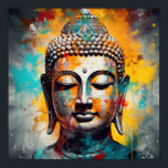 Affiche Pop Art Buddha Bust<br><div class="desc">Sérénité, graphique, Bouddha abstrait art buste</div>