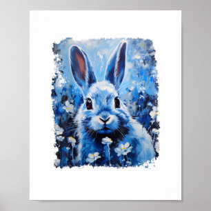 Affiche Pop Art Bunny coloré Lapin bleu lapin