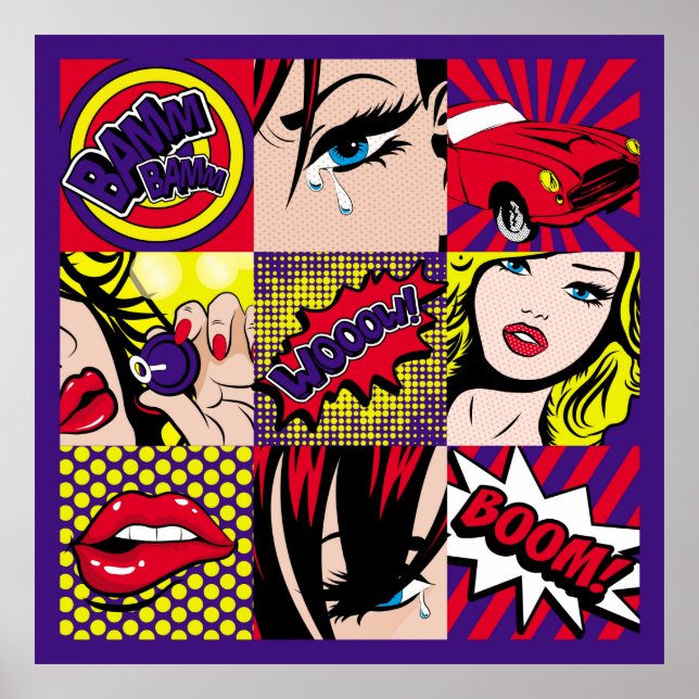 Affiche Pop art Card Illustrationart,pop,beautiful,comic,d (Devant)