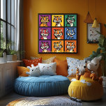 Affiche Pop Art Cartographie Tiger Grille Plaisir Mur Art<br><div class="desc">Cette grille de tigres de dessin animé pop art, dynamique et ludique, présente une collection de tigres expressifs aux couleurs vives et audacieuses. Parfait pour les amoureux des animaux ou comme un ajout fantaisiste à n'importe quel espace, cet art mural gai et moderne est idéal pour les chambres pour enfants,...</div>