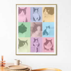 Affiche Pop Art Cat 9 Photo Moderne Retro Color Block