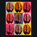 Affiche Pop Art Cerveau<br><div class="desc">Tout droit des années 60 et pop art. Le contour noir d'un cerveau à l'intérieur des rectangles de jaune vif, rose chaud, rose et vert</div>