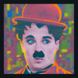 Affiche Pop Art Chaplin<br><div class="desc">charlie chaplin,  pop art,  vintage,  noir et blanc,  comédie,  film silencieux,  poster de film,  iconique,  tramp,  star du film,  rétro,  art déco,  classique,  hollywood,  acteur,  cinéma,  nostalgie,  célèbre,  minimaliste,  coloré,  typographie,  lunatique,  cheeky,  audacieux,  expressionniste,  cartoon,  surréaliste,  design graphique,  art poster</div>