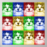 Affiche Pop Art Chats Rouge Bleu Jaune Or Vert<br><div class="desc">chat rouge, chat vert, chat jaune, chat bleu ! Un cool qui répète le motif de chats Pop Art colorés en quatre couleurs. Cette oeuvre est également influencée par le néo impressionnisme et le fauvisme. Cette image est créée à partir d'une photo de chat ordinaire, visage de chat et devant,...</div>
