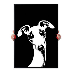 Affiche Pop Art Chien Italien Adorable Blanc & Noir