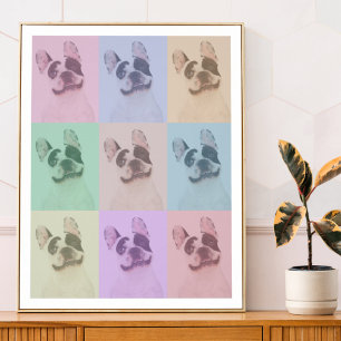 Affiche Pop Art Chien Photo Moderne Tendance Bloc de coule