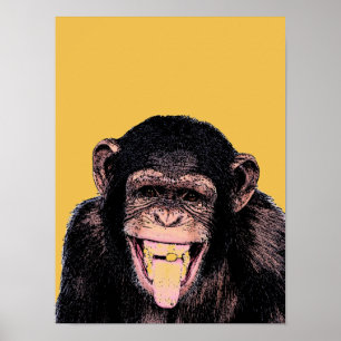 Affiche Pop Art Chimpanzé Sticking Tongue Out