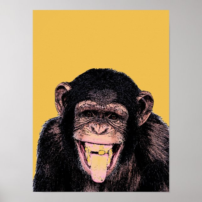 Affiche Pop Art Chimpanzé Sticking Tongue Out (Devant)
