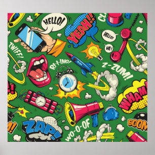 Affiche Pop Art : Comic coloré sans joint