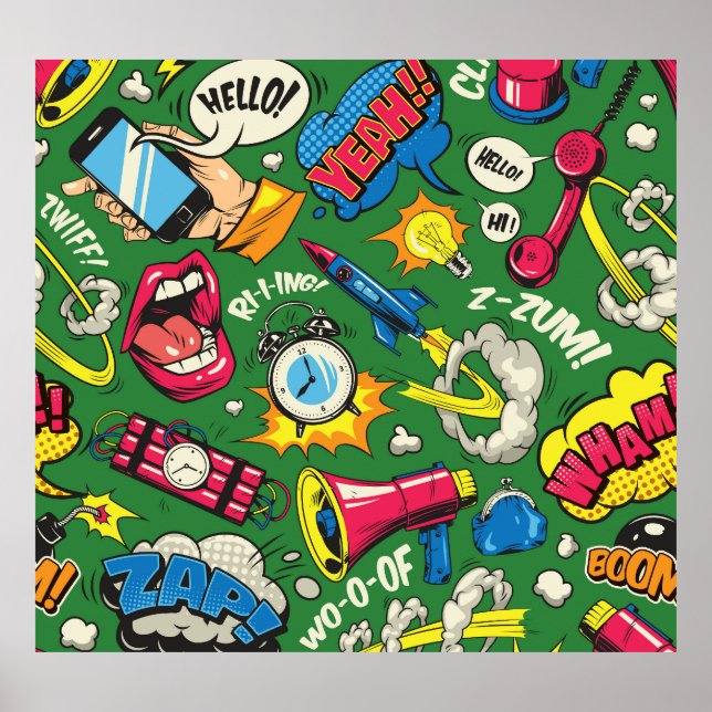 Affiche Pop Art : Comic coloré sans joint (Devant)