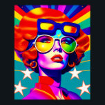 Affiche Pop Art cool et lunettes de soleil<br><div class="desc">Cette création pop art vous emmènera dans un voyage vers le passé super, avec une touche audacieuse et élégante. Une fille fascinante et psychédélique, portant une paire de lunettes de soleil cool, se heurte aux étoiles dynamiques et raye l'arrière - plan. L'ambiance rétro, associée au design pop art moderne, fait...</div>