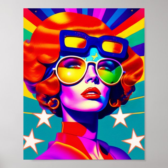 Affiche Pop Art cool et lunettes de soleil (Devant)